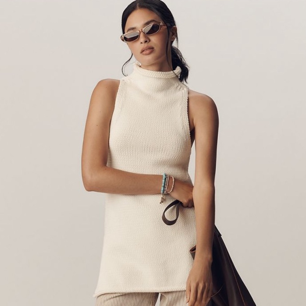 Pilcro Anthropologie Sleeveless Cream Sweater size M new!
